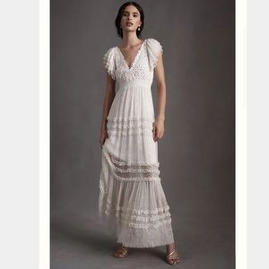 DREAMY BHLDN x Free People Sage Maxi Dress white cream glitter sheer small